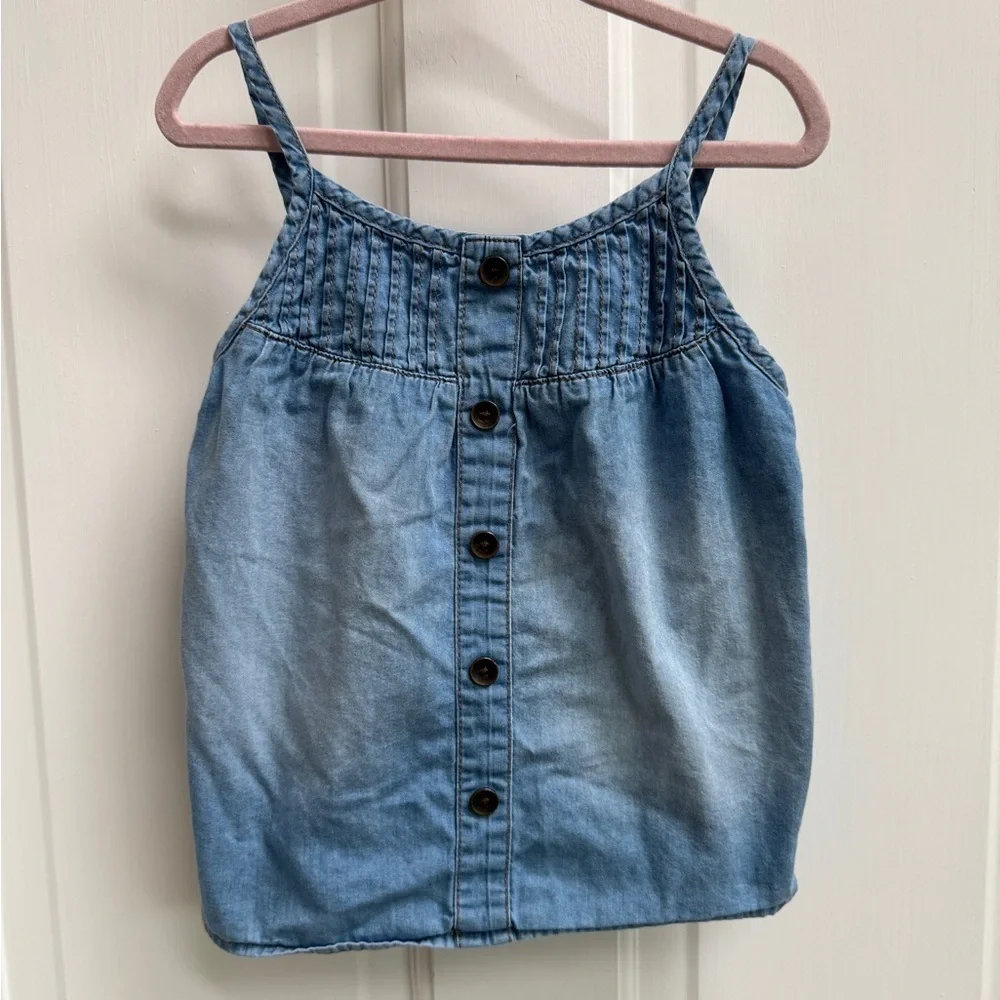 NWOT Baby GAP 3T Girls Light Blue Denim Button Down Camisole Sleeveless Blouse